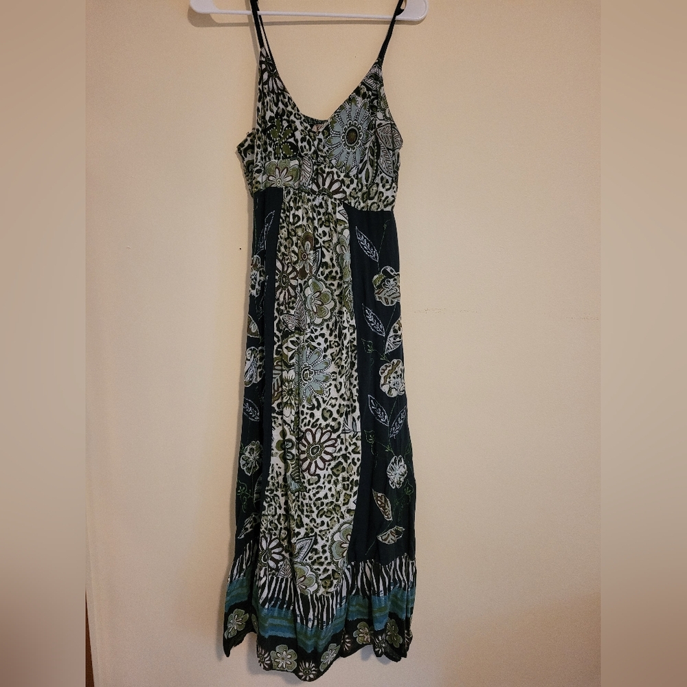 Magic Green and Black Floral Maxi Dress
